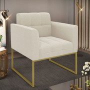 Poltrona Sala de Estar Industrial Dourado Elisa Bouclê D03 - D'Rossi  - Bege