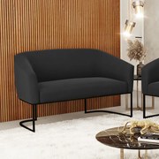 Sofá 2 Lugares Namoradeira Industrial Preto Stella Suede D03 - D'Rossi - Preto