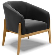 Poltrona Stella Suede Base Madeira Castanho D03 - D'Rossi - Preto