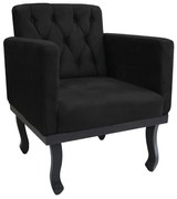 Poltrona Classic Pés Luís XV Suede Preto - ADJ Decor