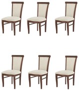 Kit 6 Cadeiras Decorativa Sala de Jantar Madeira Maciça Fabregas Facto Pérola/Capuccino G42 - Gran Belo