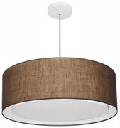 Lustre Pendente Cilíndrico Duplo Md-4297 Cúpula em Tecido 60x25cm Café - Bivolt