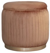 Puff Redondo Drapeado Estofado Nuni - Dourado Soleil - Tecido Veludo Terracota  Kleiner