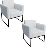 Kit 2 Poltronas Decorativas Base Industrial Preto Maressa S10 Suede Ci