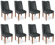 Kit 8 Cadeiras de Jantar Micheli Suede Cinza Grafite