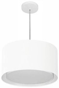 Lustre Pendente Cilíndrico Duplo Md-4290 Cúpula em Tecido 40x25cm Branco - Bivolt