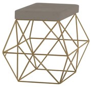 Puff Decorativo Sala de Estar Base Gold Trixie Veludo Cinza G41 - Gran Belo