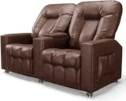Poltrona Reclinável Para Cinema 2 Lugares Praddo FH9 PU Marrom Brilho