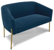 Sofá 2 Lugares Namoradeira Pé de Ferro Dourado Stella Bouclê D03 - D'Rossi - Azul