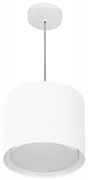 Lustre Pendente Cilíndrico Duplo Md-4284 Cúpula em Tecido 30x30cm Branco - Bivolt