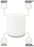 Puff Redondo Orgânico para Sala kit 2 Malu Sintético M11 - D'Rossi - Branco