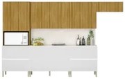 Armário de Cozinha CP04 e Tampo 120cm Minsk Z06 Branco/Freijó - Mpozen