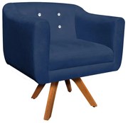 Kit 02 Poltronas Giratória Julia Suede com Strass Base Madeira MM30 D01 - D'Rossi  - Azul Marinho
