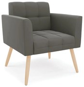 Poltrona Elisa Suede Pés Palito Natural D03 - D'Rossi - Grafite