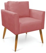 Poltrona Aline Suede Pés Palito Castanho D03 - D'Rossi - Rose