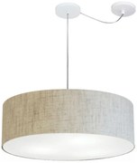Lustre Pendente Cilíndrico Com Desvio De Centro Md-4259 Cúpula em Tecido 50x15cm Rustico Bege - Bivolt