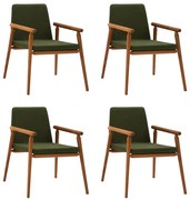 Kit 4 Cadeiras Decorativa Sala de Jantar Sidnei Veludo Verde G17 - Gran Belo