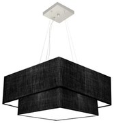 Lustre Pendente Duplo Quadrado Vivare Md-4066 Cúpula em Tecido 50x35cm Preto - Bivolt