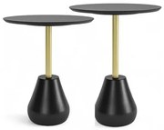 Conjunto de Mesa Auxiliar Arinos Preto Haste Dourado - 76879 Sun House