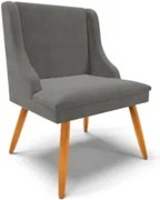 Cadeira Estofada para Sala de Jantar Pés Palito Lia Suede Grafite - Ib