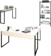 Conjunto Escritório 3 peças Mesa em L Estante e Aparador Studio Indust