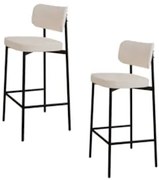 Banqueta Alta Bar Estofada Kit 2 Ella M25 Linho Palha - Mpozenato
