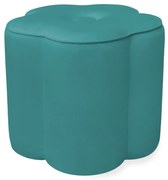 Puff Decorativo Flor Veludo - Azul Tiffany