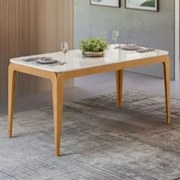 Mesa de Jantar Retangular 180cm 8 Lugares Yuma Ypê/Off N02  - Mpozenat