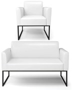 Sofá Namoradeira com Poltrona Base Industrial Preto Marisa Corano D03 - D'Rossi - Branco