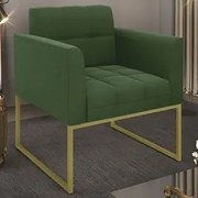 Poltrona Decorativa Base Industrial Dourado Ana Suede Verde - Ibiza