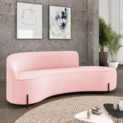Sofá 4 Lugares Orgânico 220cm Pé Ferro Preto Morgan Suede D03 - D'Rossi - Rosa Bebê