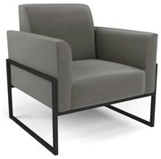 Poltrona Base Industrial Alta Preto Marisa Suede - Grafite