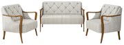 Conjunto Decorativo 2 Poltronas e 1 Namoradeira 2 Lugares Hand Linho Cru G45 - Gran Belo