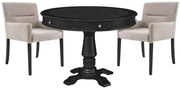 Mesa de Jogos Carteado Redonda Victoria Tampo Reversível Preto com Kit 2 Cadeiras Vicenza Nude G36 G15 - Gran Belo