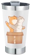 Copo Térmico Gato Gatinhos na Caixa Com Tampa e Abridor Chopp