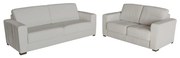Conjunto de Sofá 2 e 3 Lugares Sala de Estar Estocolmo Couro Off White G03 - Gran Belo