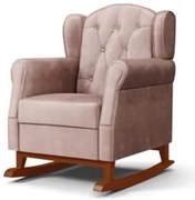 Poltrona de Amamentação Base Madeira Balanço Lucy Z39 Veludo Rosê - Mp