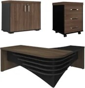 Conjunto Escritório Home Office 3 Peças Mesa em L Corp A06 Charuto/Pre