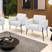 Poltrona Pé de Ferro Preto Kit 2 para Recepção Marisa Corino D03 - D'Rossi - Branco