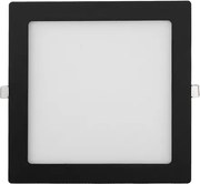 Plafon Led De Embutir Quadrado Preto 18W Moldura - LED BRANCO QUENTE (3000K)