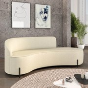 Sofá 4 Lugares Orgânico 220cm Pé Ferro Preto Morgan Linho D03 - D'Rossi - Bege