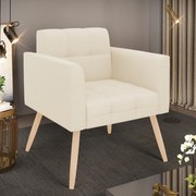 Poltrona Elisa Linho Pés Palito Natural D03 - D'Rossi - A19 Bege