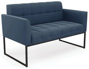 Sofá Namoradeira Elisa Suede Base Metálica Industrial Preto - D'Rossi - Azul Marinho