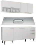 Armário de Cozinha CP01 Com Pia 180cm Pérola Z34 Branco     - Mpozenat