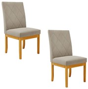 Kit 2 Cadeiras de Sala de Jantar Estofadas Gomes Madeira Maciça Suede Bege G78 - Gran Belo