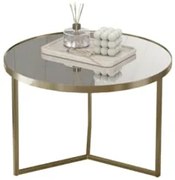 Mesa de Centro Redonda Baixa Pé Metal Thor Espelho/Champagne E05 - Mpo