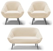 Kit 01 Namoradeira 02 Lugares e 02 Poltronas Giovana Suede Pés Palito De Ferro D03 - D'Rossi 



 - Bege