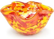 Bowl Ondulado Multicor Amarelo, Laranja e Coral Murano Cristais Cadoro