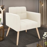 Poltrona Elisa Veludo Pés Palito Natural D03 - D'Rossi - Bege