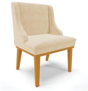 Cadeira de Jantar Liz Suede Base Fixa Madeira Castanho D03 - D'Rossi - Bege
